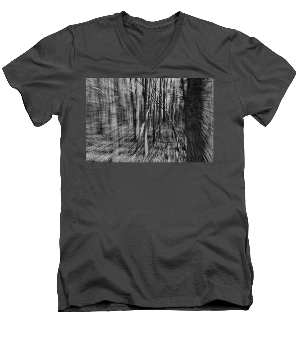  Men's V-Neck T-Shirt featuring the photograph Forest Time B.W by Daniel Thompson