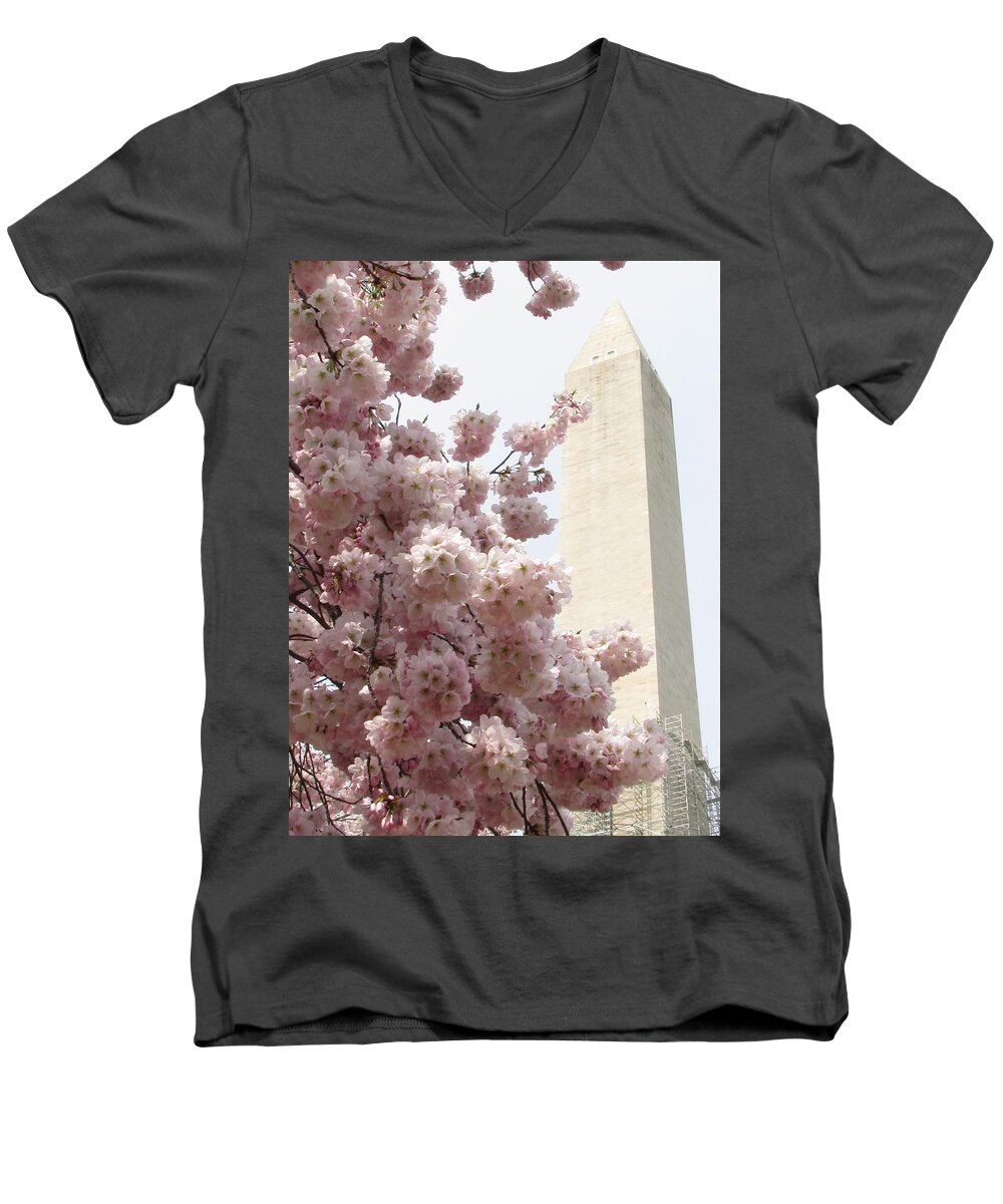 Cherry Men's V-Neck T-Shirt featuring the photograph Full Bloom in DC by Jennifer Wheatley Wolf