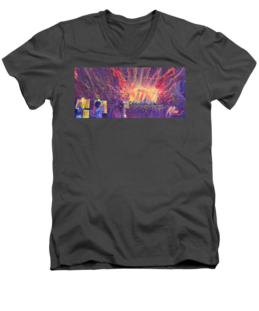 Galactic Men's V-Neck T-Shirt featuring the painting Galactic at ARISE Music Festival by David Sockrider