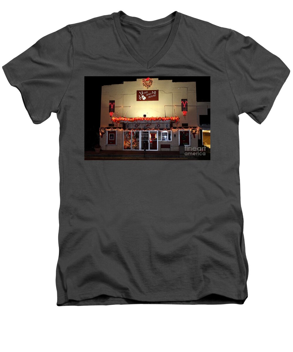 Gladewater Opry House Men's V-Neck T-Shirt featuring the photograph Gladewater Opry House by Kathy White