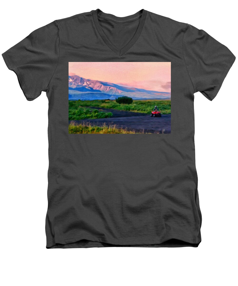Cold Bay Alaska Men's V-Neck T-Shirt featuring the painting Going to School Cold Bay Style by Michael Pickett