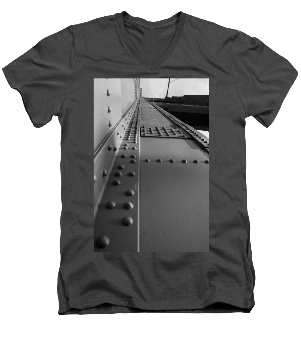 Rivets Men's V-Neck T-Shirt featuring the photograph Golden Gate Abstract by Aidan Moran