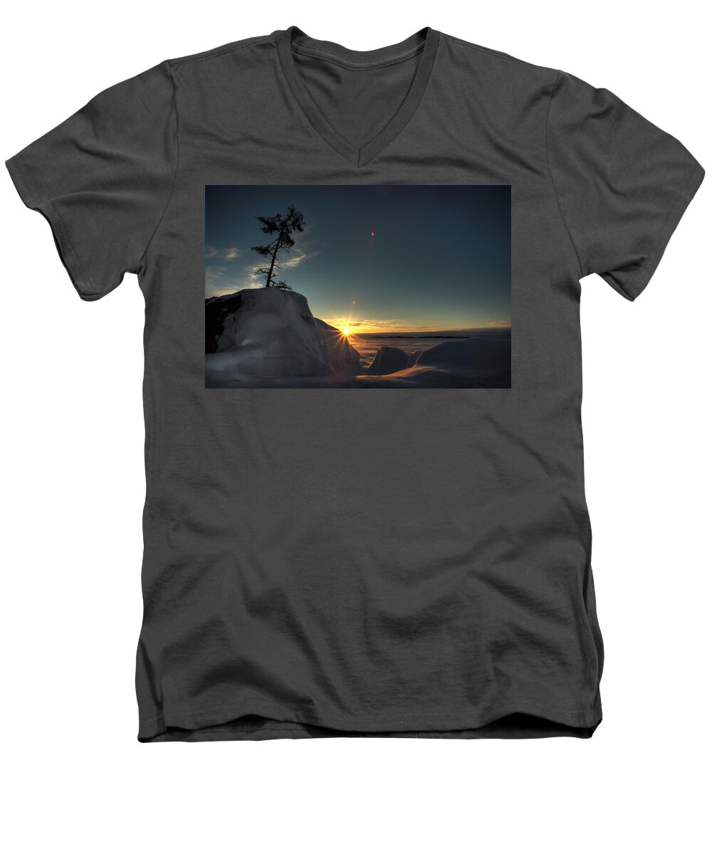 Boulders Men's V-Neck T-Shirt featuring the photograph Golden Morning Breaks by Jakub Sisak