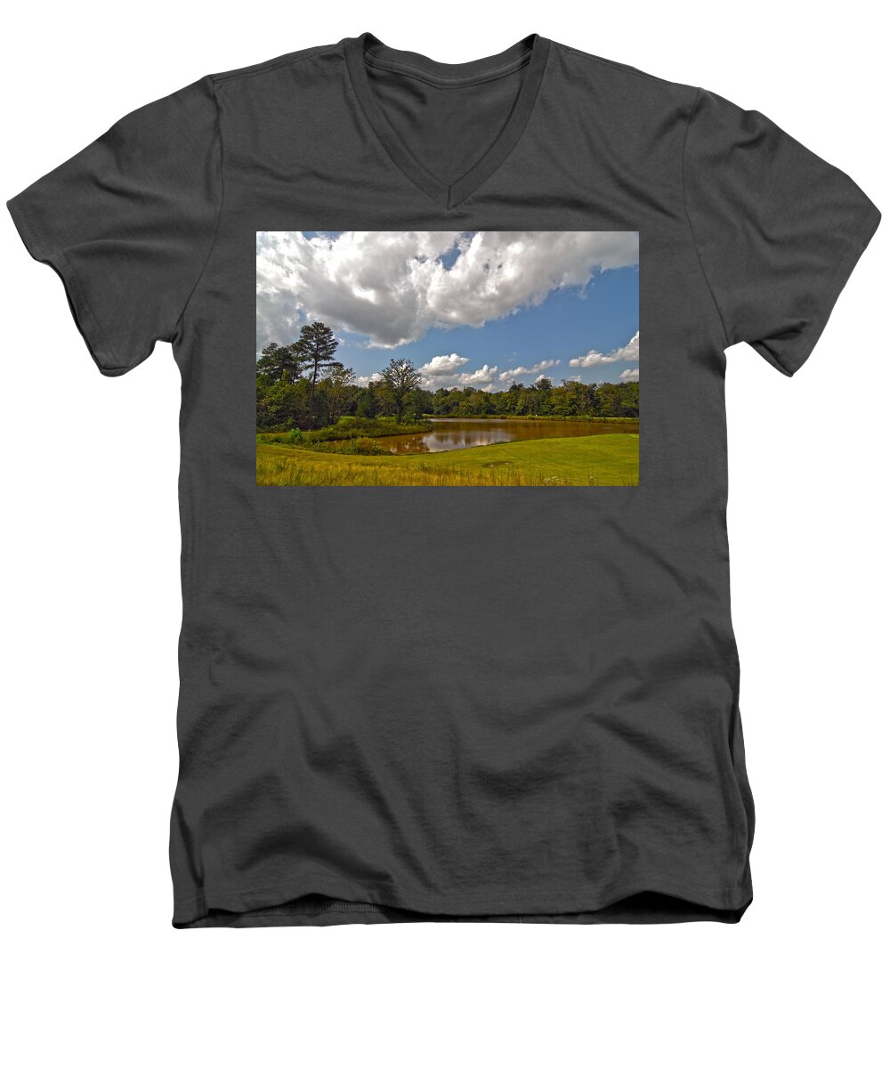 View Men's V-Neck T-Shirt featuring the photograph Golf Course Landscape by Alex Grichenko