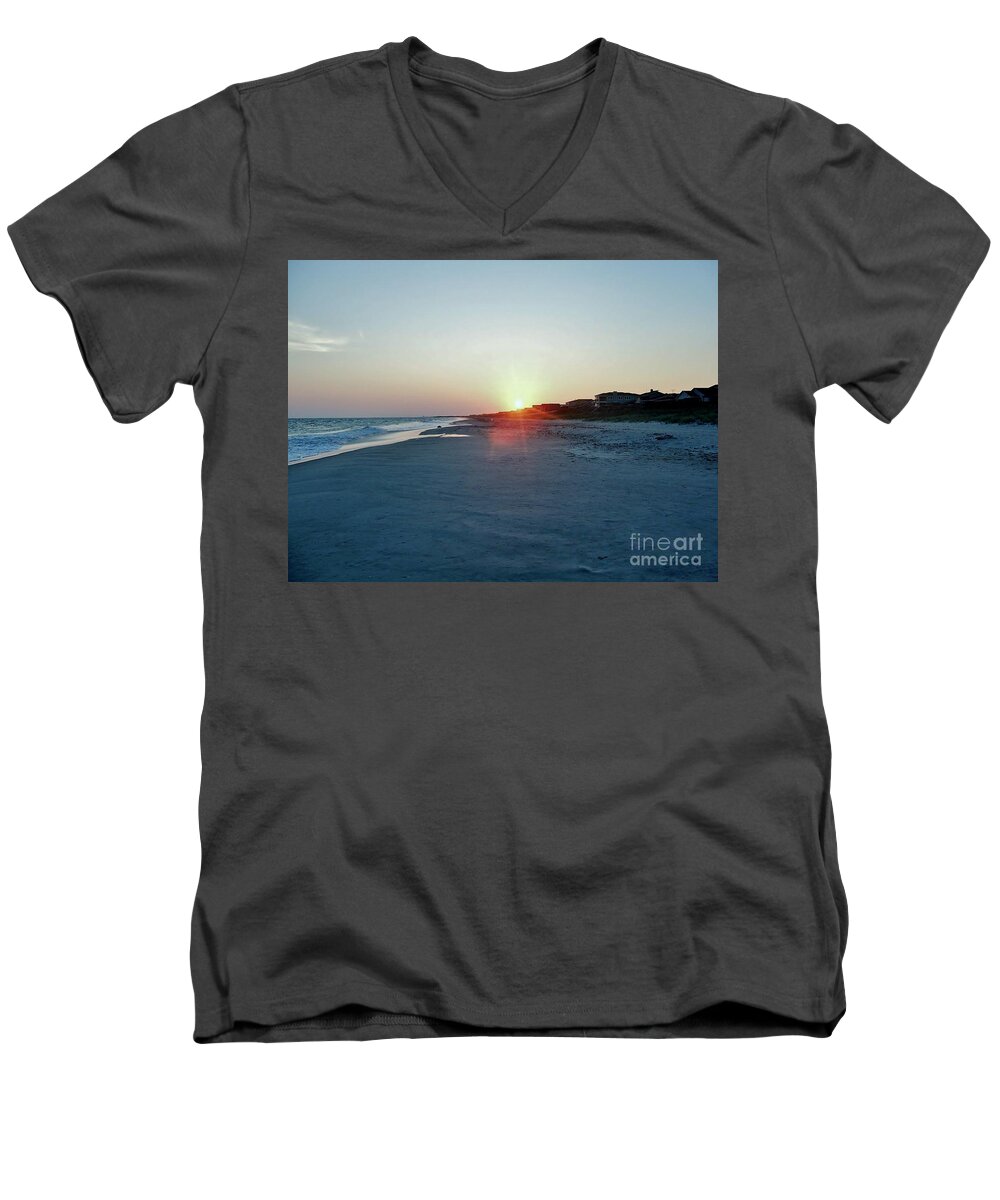 Sunset Men's V-Neck T-Shirt featuring the photograph Good Night Day by Roberta Byram