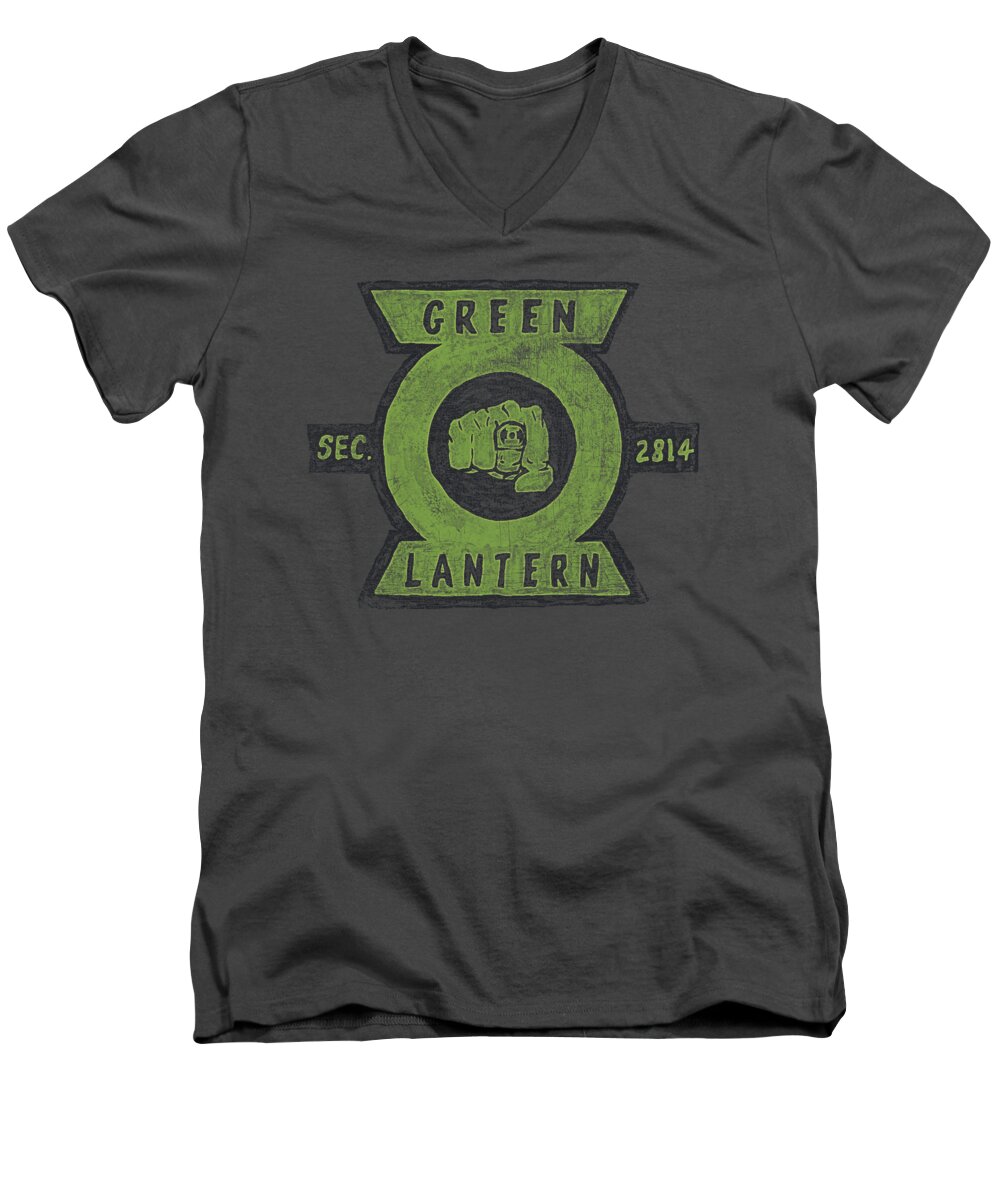 Green Lantern Men's V-Neck T-Shirt featuring the digital art Green Lantern - Section by Brand A