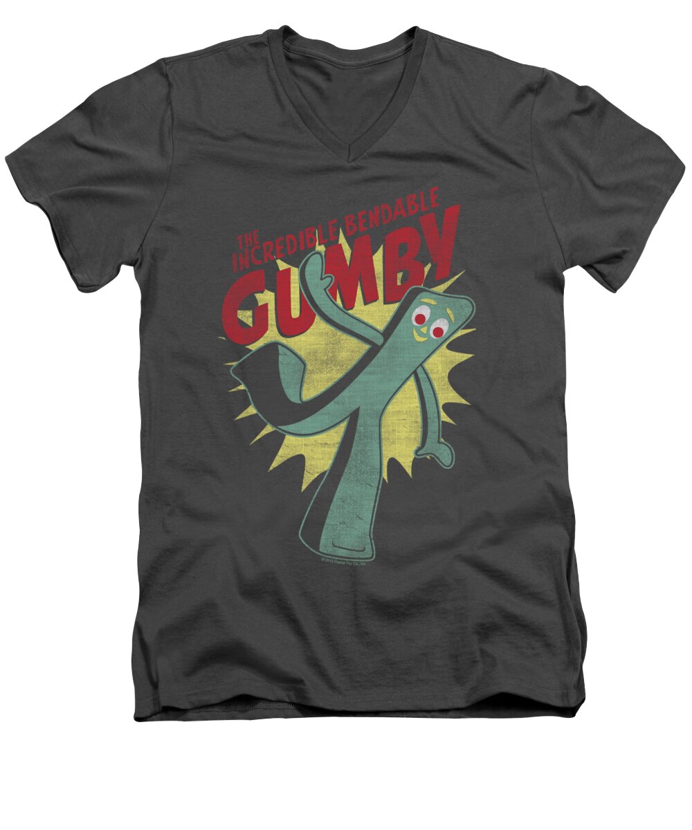Gumby Men's V-Neck T-Shirt featuring the digital art Gumby - Bendable by Brand A