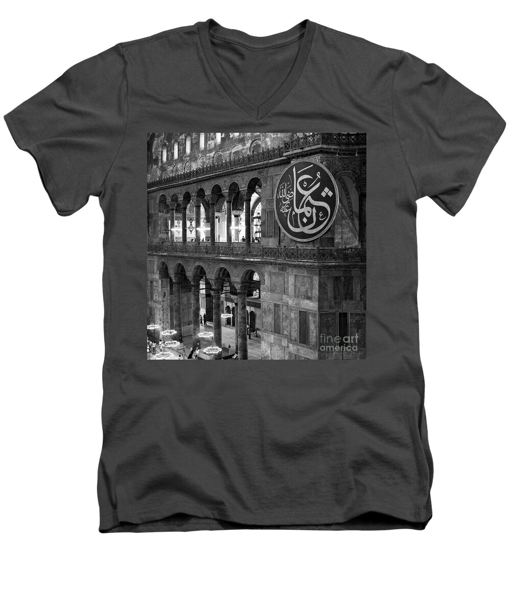 Istanbul Men's V-Neck T-Shirt featuring the photograph Hagia Sophia Interior 03 by Rick Piper Photography