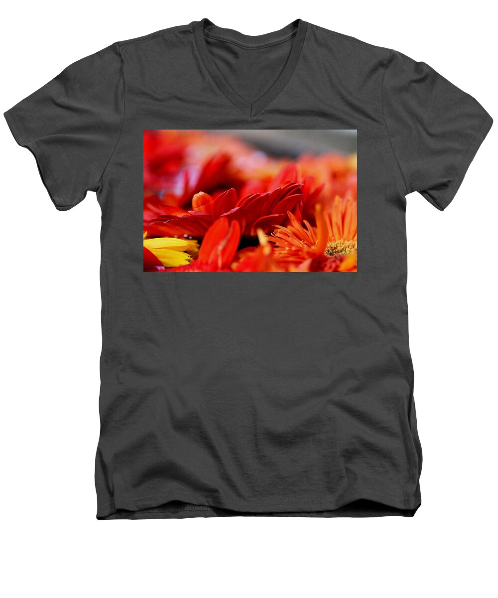 Flower Men's V-Neck T-Shirt featuring the photograph Hall of Flame by Ramabhadran Thirupattur