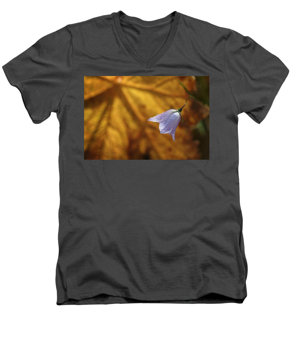 Indigo Men's V-Neck T-Shirt featuring the photograph Hare Bell and Gold Leaf by Roger Snyder