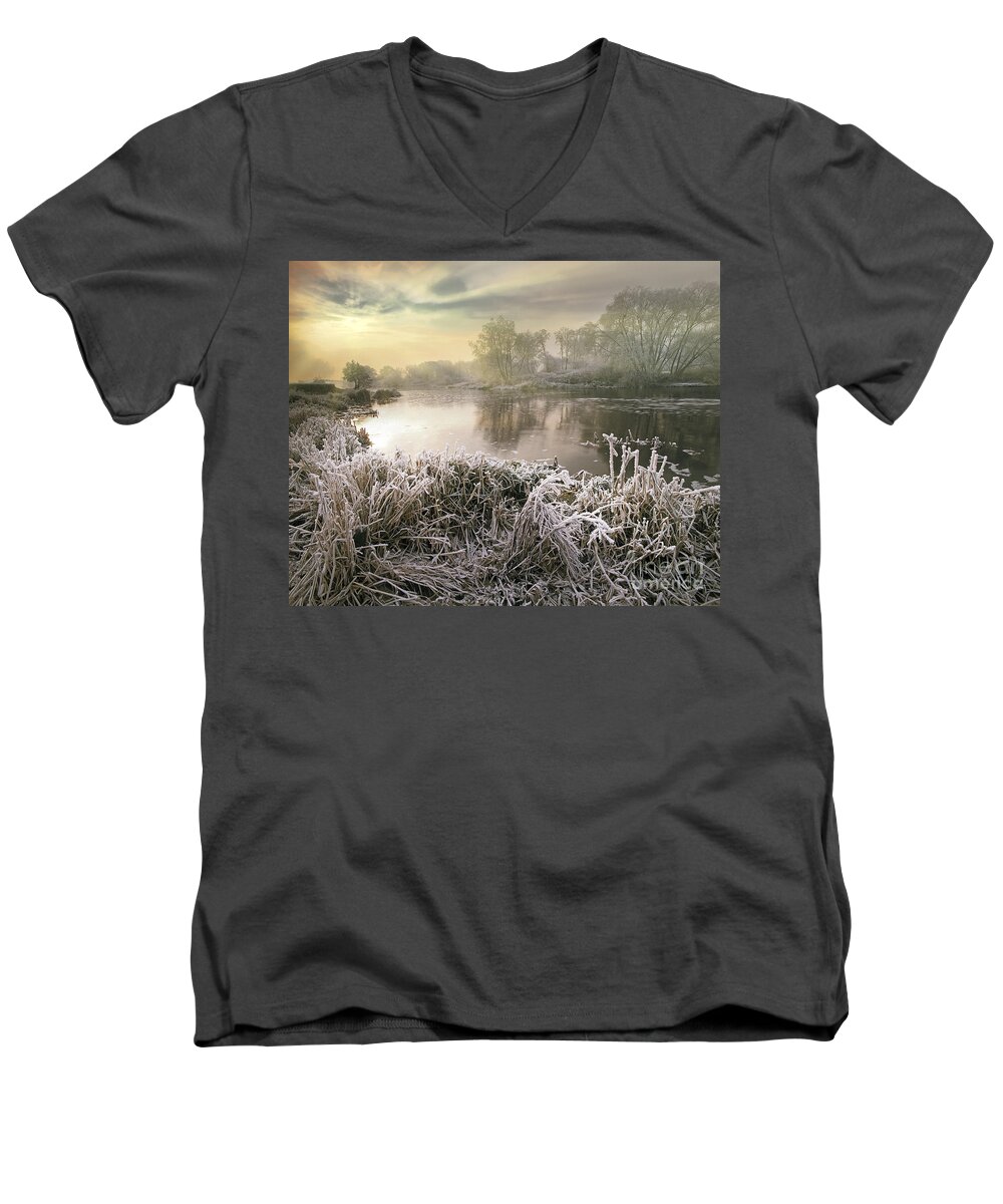River Men's V-Neck T-Shirt featuring the photograph Here Comes the Sun by Edmund Nagele FRPS