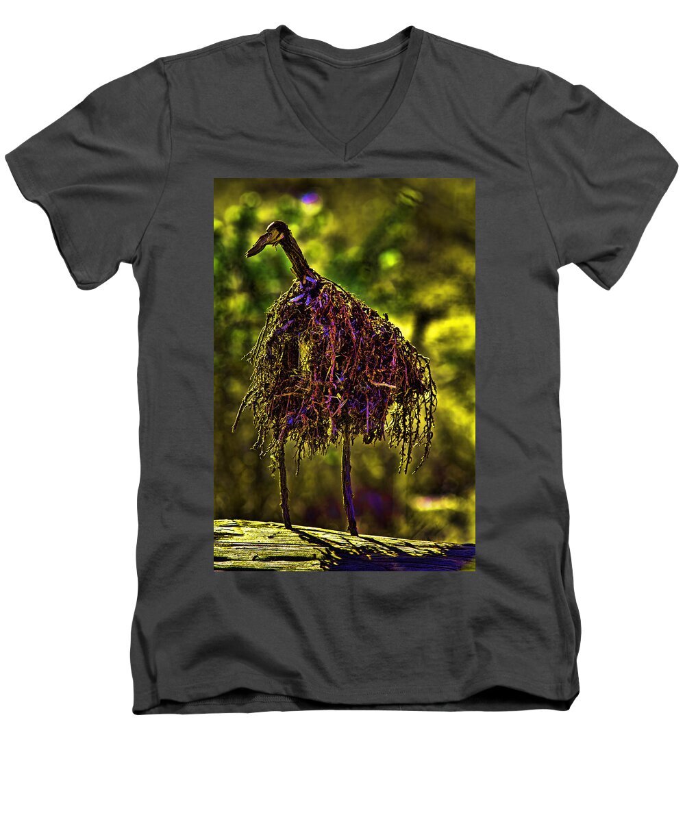 Log Men's V-Neck T-Shirt featuring the photograph Heron Totem by Gary Holmes