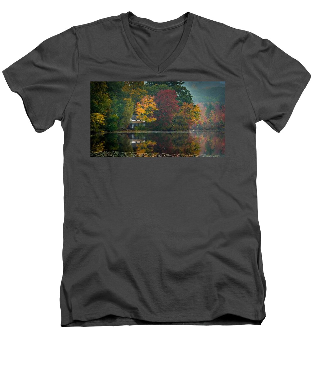 Fall Men's V-Neck T-Shirt featuring the photograph Hidden House by David Downs