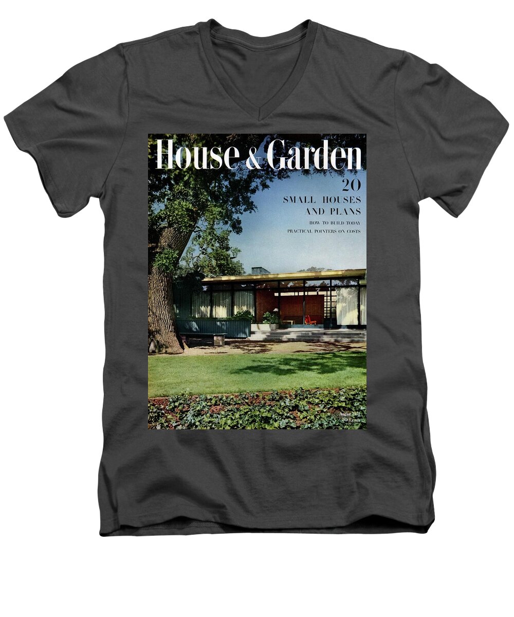 House & Garden Men's V-Neck T-Shirt featuring the photograph House & Garden Cover Of The Kurt Appert House by Ernest Braun