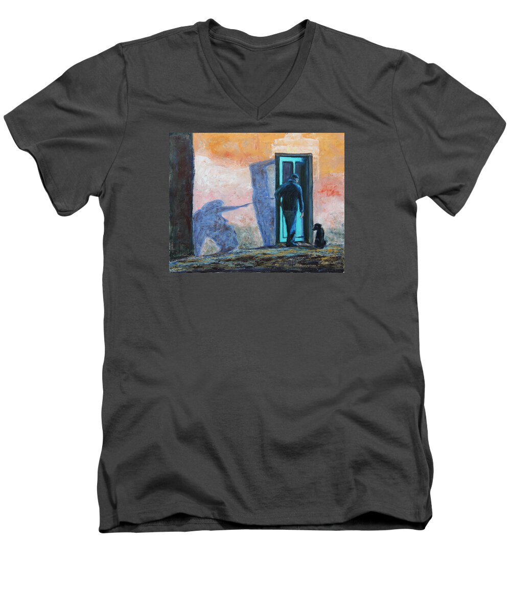 Friends Men's V-Neck T-Shirt featuring the painting I am not I by Xueling Zou