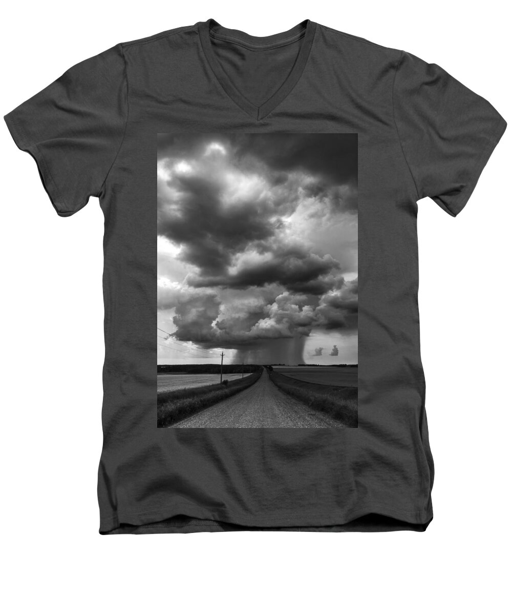 B&w Men's V-Neck T-Shirt featuring the photograph I don't Know Where I'm Going by Sandra Parlow
