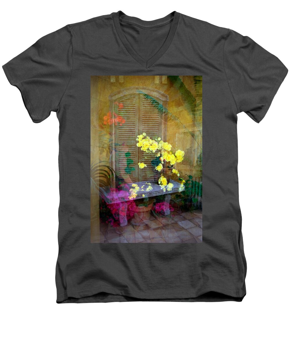 Multiple Exposure Men's V-Neck T-Shirt featuring the photograph Imagine by Penny Lisowski