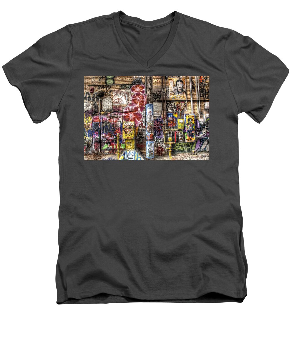Graffiti Men's V-Neck T-Shirt featuring the photograph In Between the Lines by Anthony Wilkening