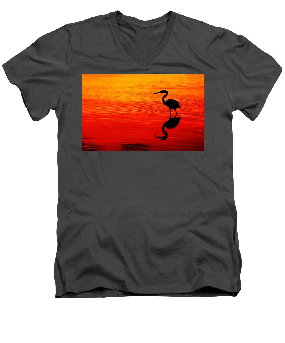 Great Blue Heron Men's V-Neck T-Shirt featuring the photograph In Search of Gold by Stuart Harrison