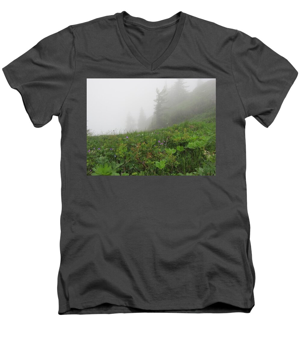 Mist Men's V-Neck T-Shirt featuring the photograph In the Mist - 1 by Pema Hou