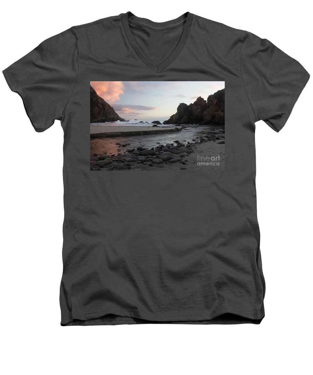 Monterey Men's V-Neck T-Shirt featuring the photograph In The Pink by Suzanne Luft