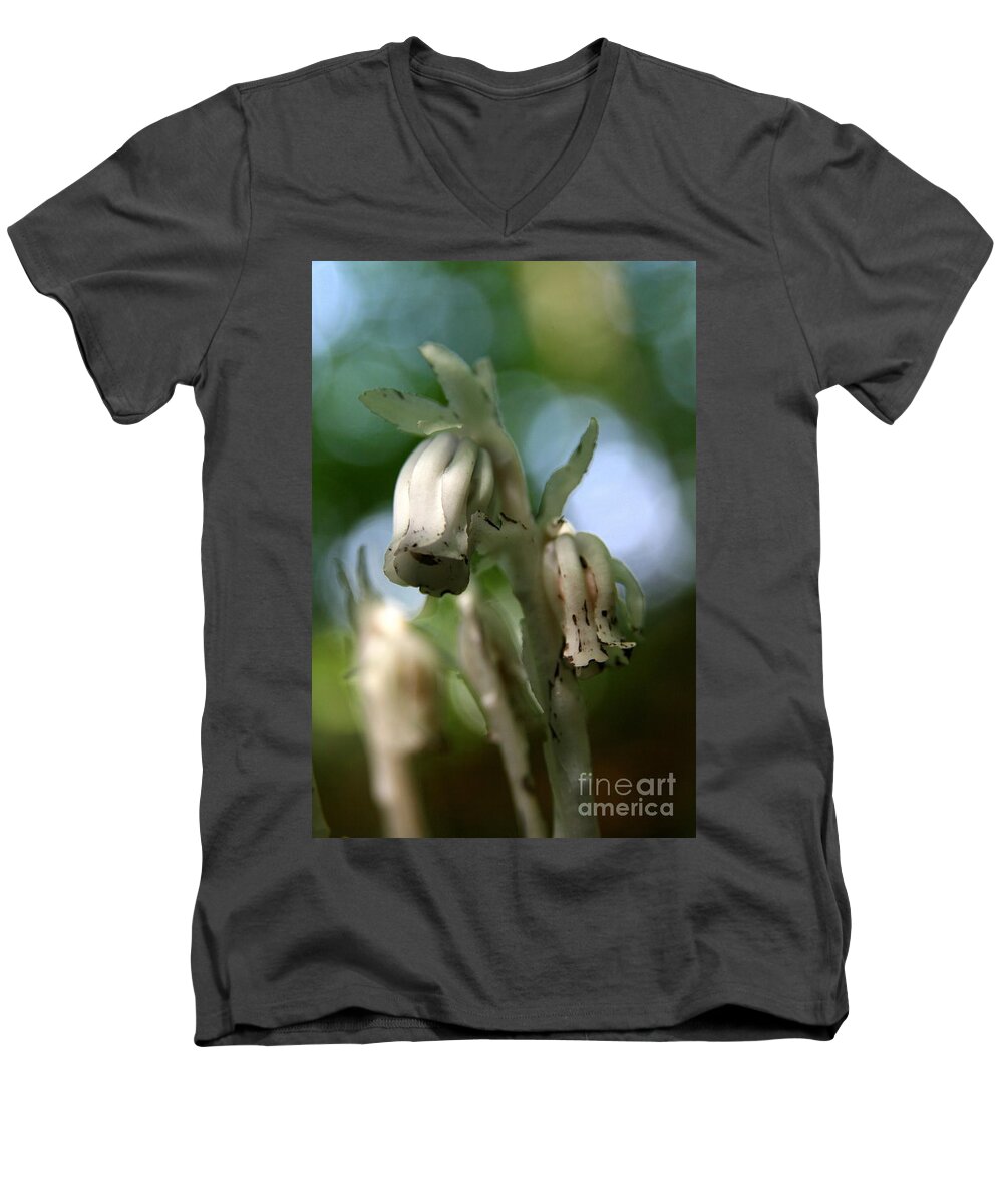 Plant Men's V-Neck T-Shirt featuring the photograph Indian Pipe No. 2 by Neal Eslinger