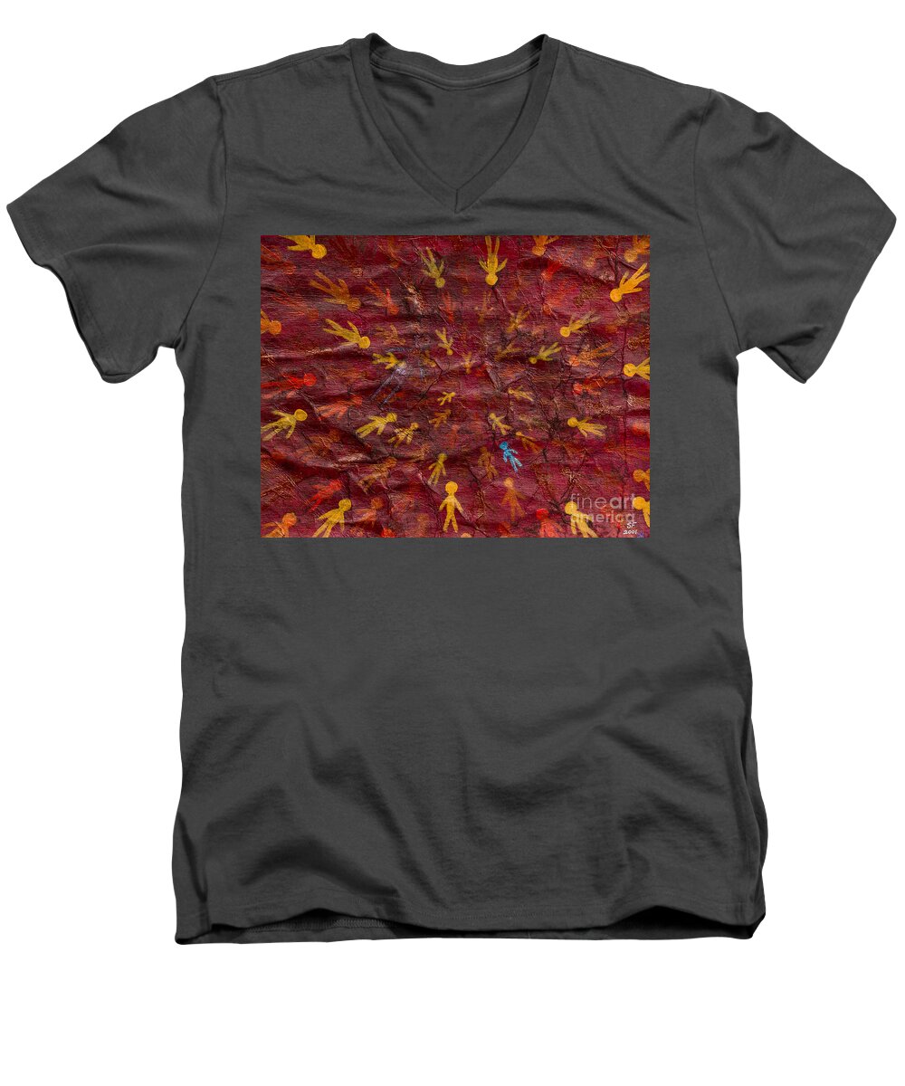  Men's V-Neck T-Shirt featuring the painting Infinite Possibilities by Stefanie Forck