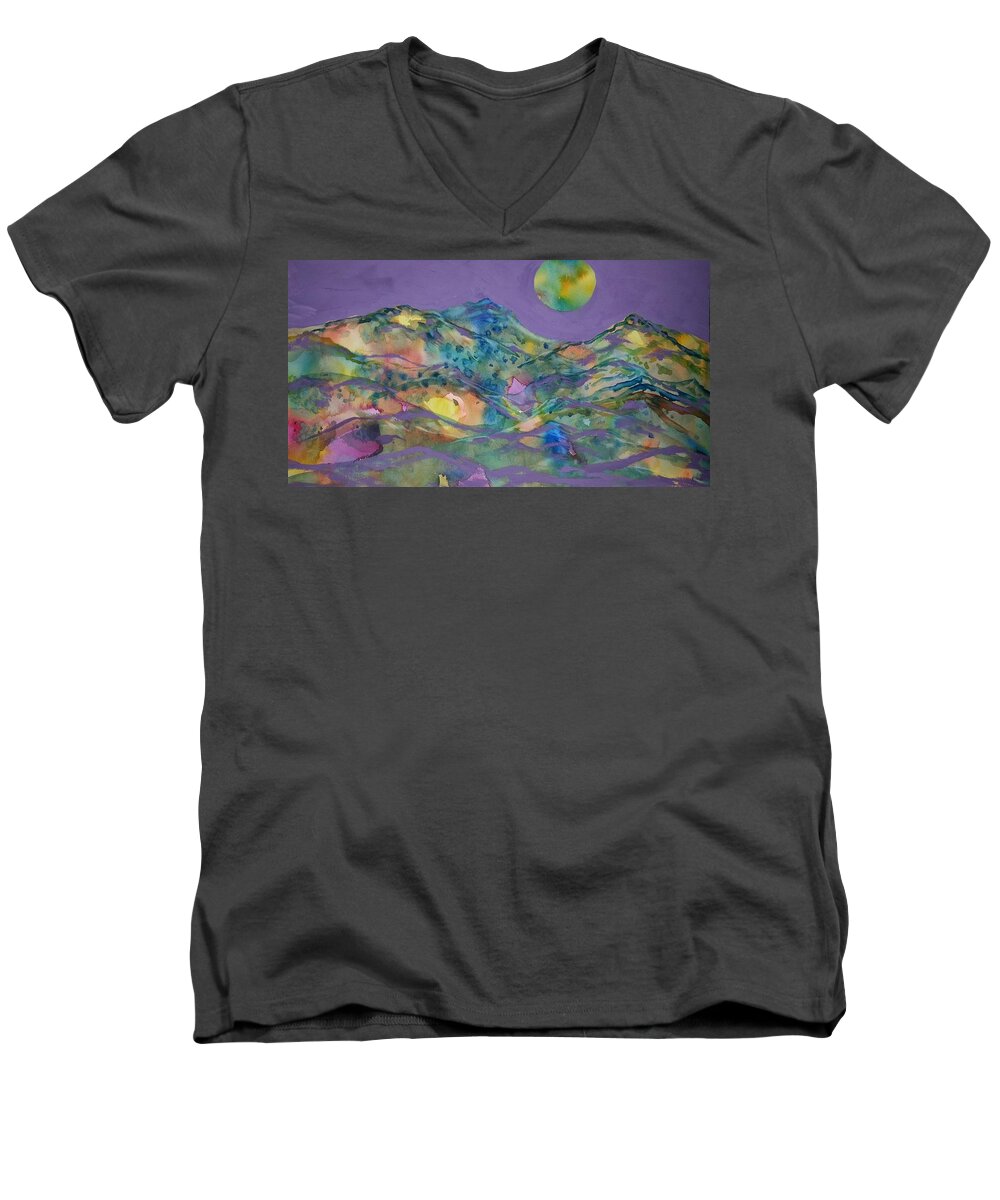 Landscape Men's V-Neck T-Shirt featuring the painting Inspiration by Kim Shuckhart Gunns