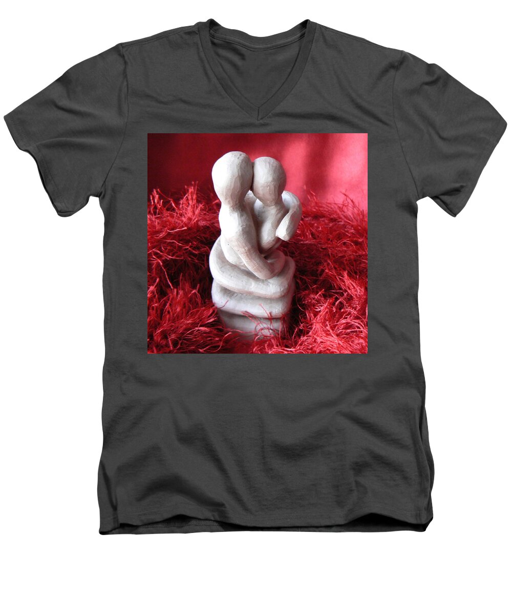Sculpture Men's V-Neck T-Shirt featuring the sculpture Intertwined by Barbara St Jean