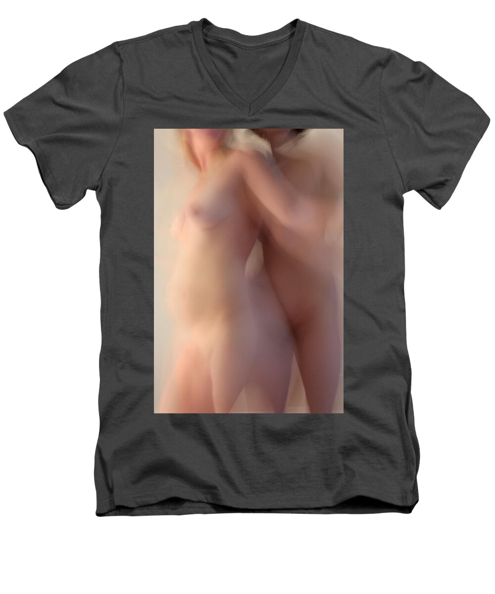 Nude Men's V-Neck T-Shirt featuring the photograph Intimacy by Joe Kozlowski