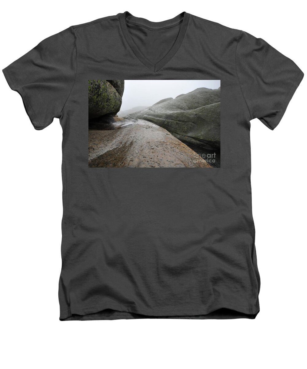 Rocks Men's V-Neck T-Shirt featuring the photograph Into the Mist by Randi Grace Nilsberg