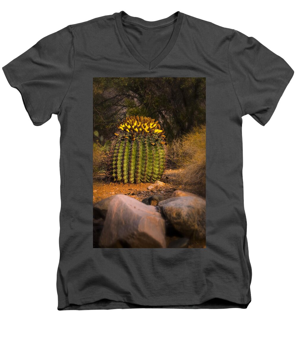 2013 Men's V-Neck T-Shirt featuring the photograph Into The Prickly Barrel by Mark Myhaver