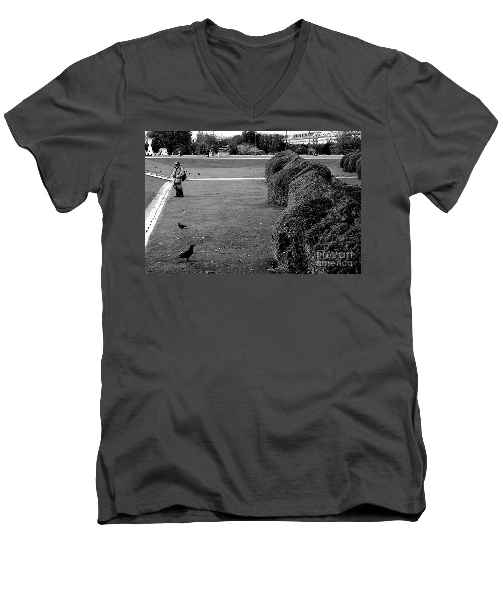 Homeless Men's V-Neck T-Shirt featuring the photograph Invisible Tourist by Donato Iannuzzi