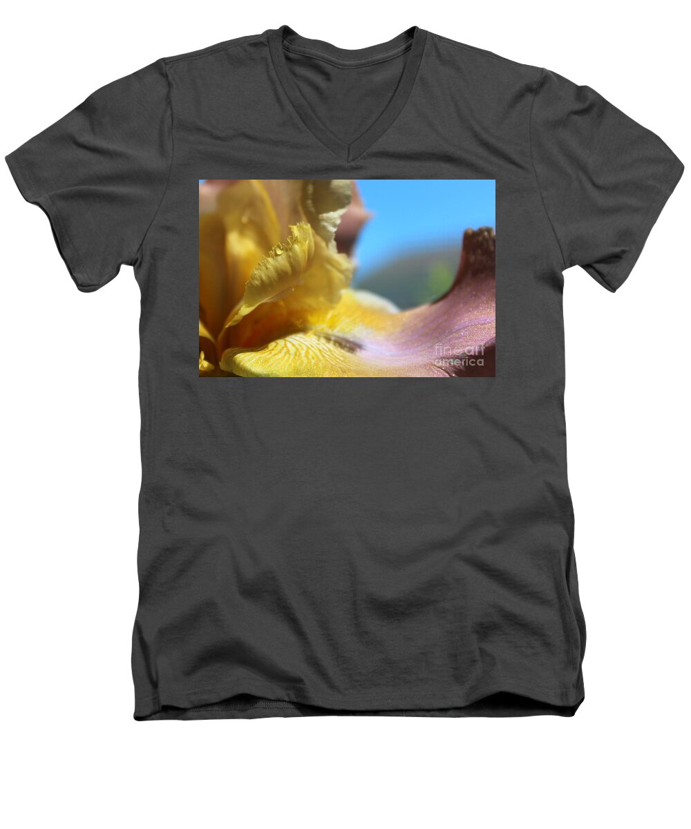 Macro Men's V-Neck T-Shirt featuring the photograph Iris Landscape by Stacey Zimmerman