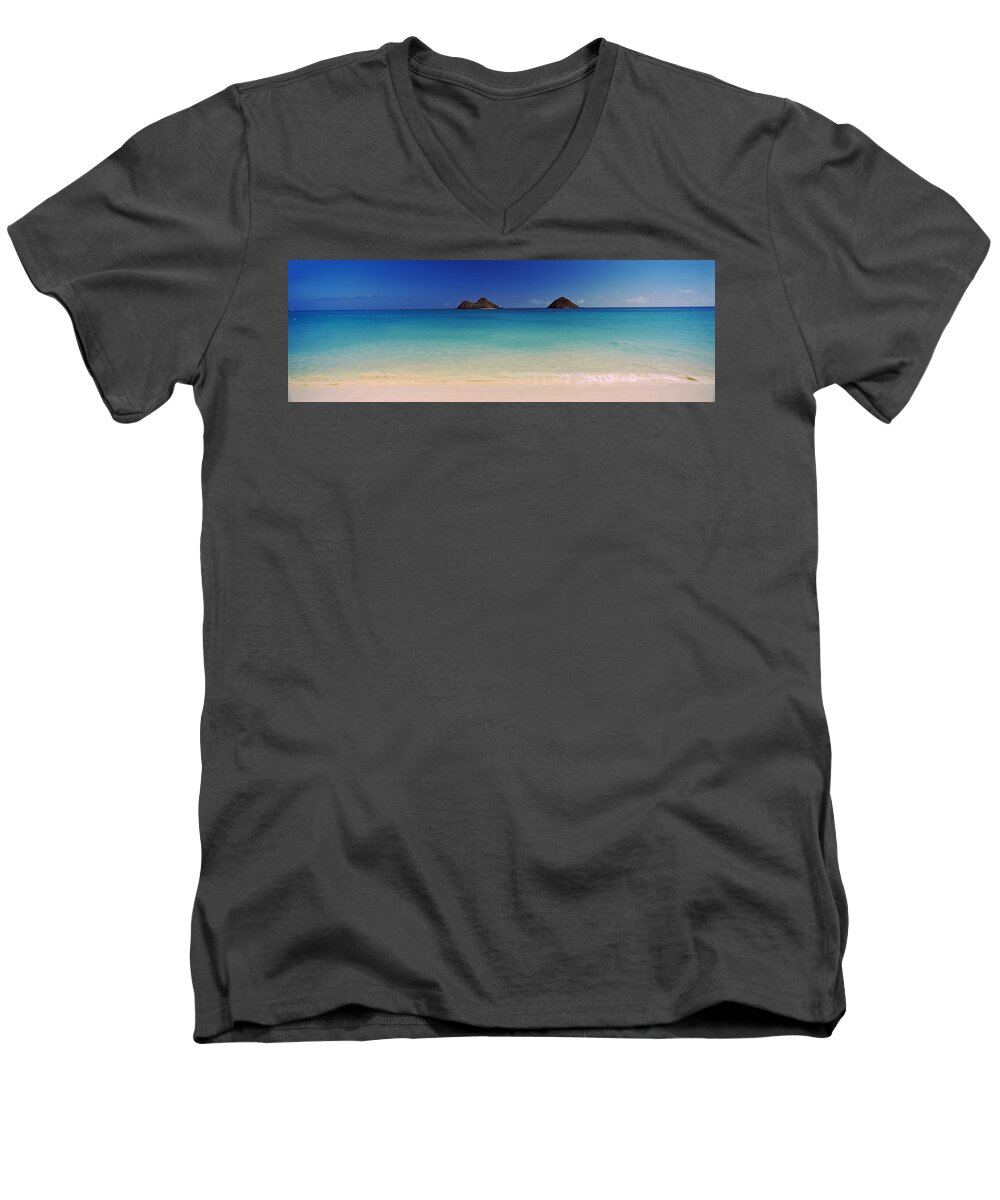 Photography Men's V-Neck T-Shirt featuring the photograph Islands In The Pacific Ocean, Lanikai by Panoramic Images