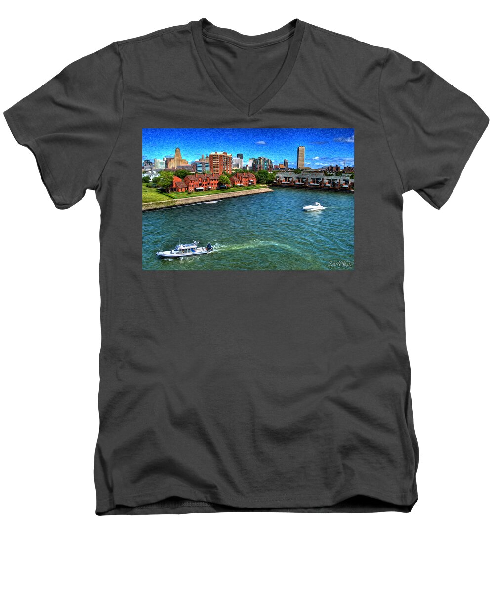 Buffalo Men's V-Neck T-Shirt featuring the photograph It was a Perfect Day... by Michael Frank Jr