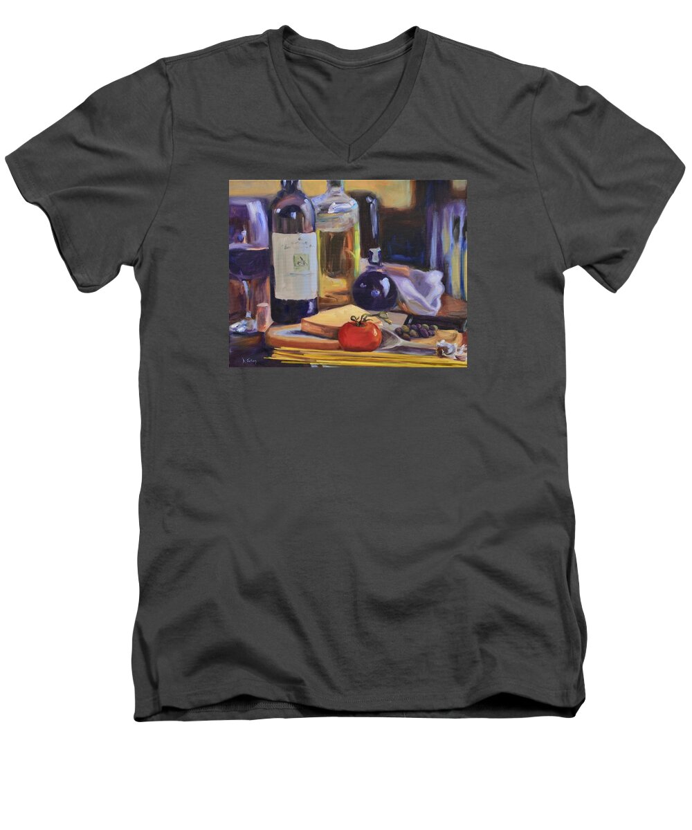 Italy Men's V-Neck T-Shirt featuring the painting Italian Kitchen by Donna Tuten
