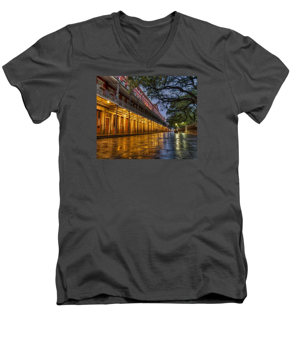 French Quarter Men's V-Neck T-Shirt featuring the photograph Jackson Square Reflections by Tim Stanley