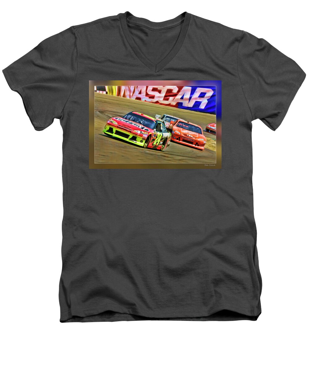 Nascar Men's V-Neck T-Shirt featuring the photograph Jeff Gordon-Nascar Race by Blake Richards