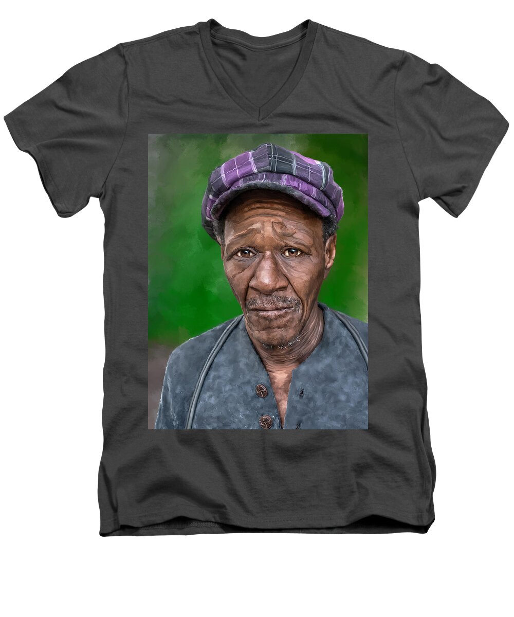 Portrait Men's V-Neck T-Shirt featuring the digital art Jesse by Rick Mosher