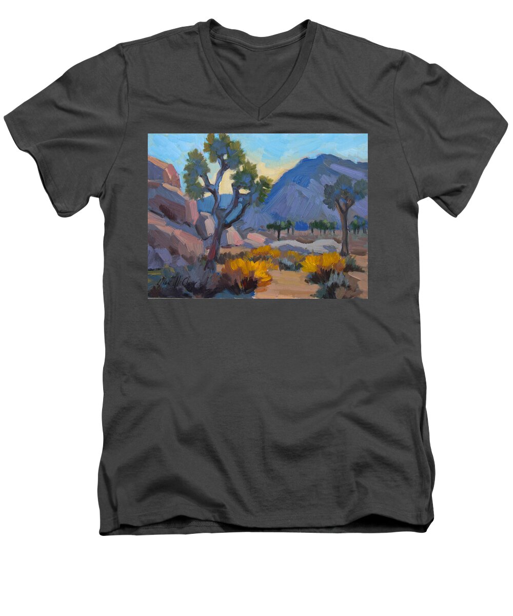 Early Men's V-Neck T-Shirt featuring the painting Joshua Early Morning by Diane McClary