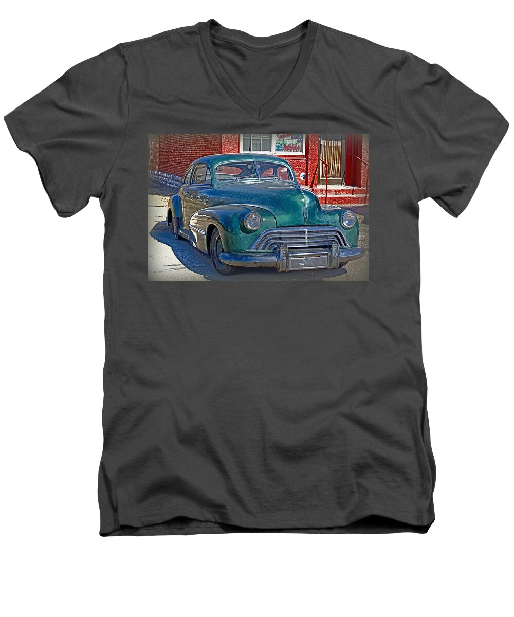 Car Men's V-Neck T-Shirt featuring the photograph Just A Flat by Lynn Sprowl