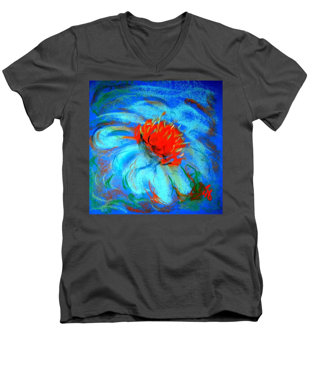 Daisy Men's V-Neck T-Shirt featuring the painting Just a Flower by Sue Jacobi