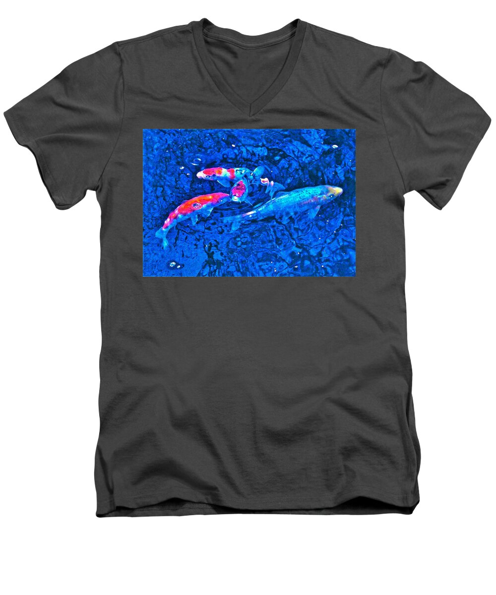 Fish Men's V-Neck T-Shirt featuring the photograph Koi 2 by Pamela Cooper