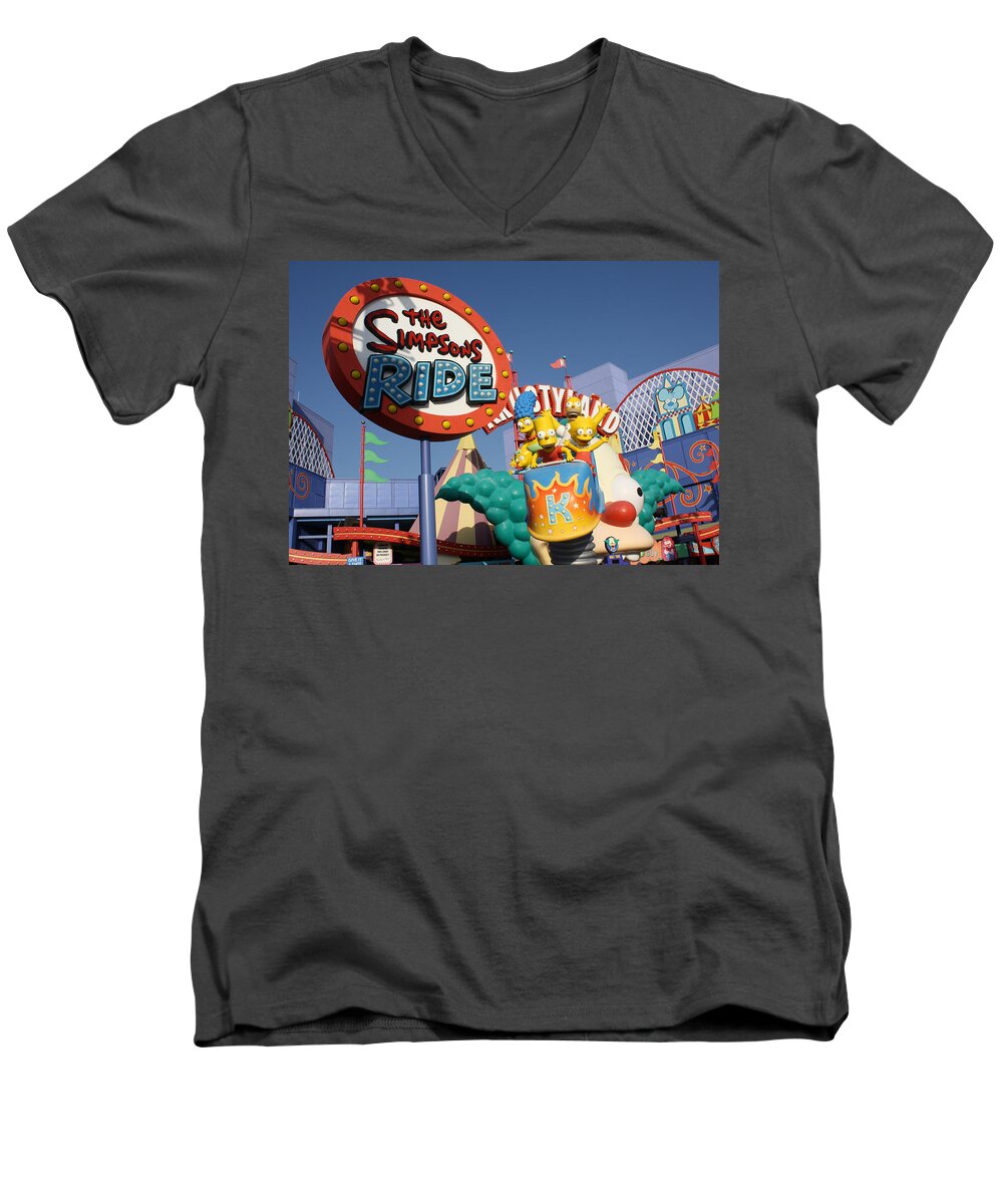 Universal Studios Hollywood Men's V-Neck T-Shirt featuring the photograph Krusty by David Nicholls