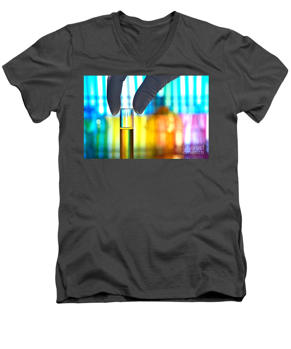 Test Men's V-Neck T-Shirt featuring the photograph Laboratory Test Tube in Science Research Lab by Science Research Lab