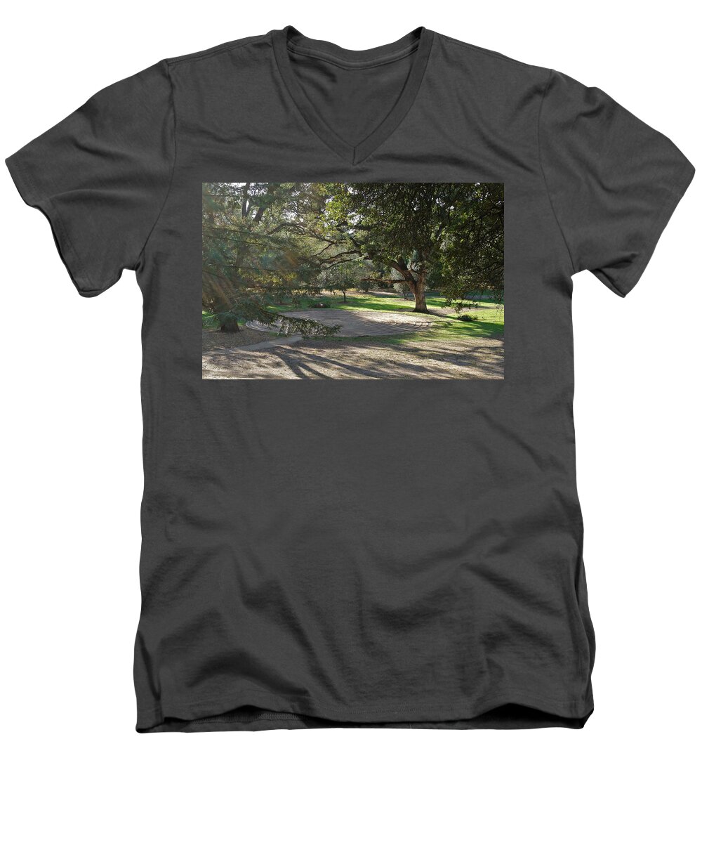 Labyrinth Men's V-Neck T-Shirt featuring the photograph Labyrinth Retreat by Michele Myers