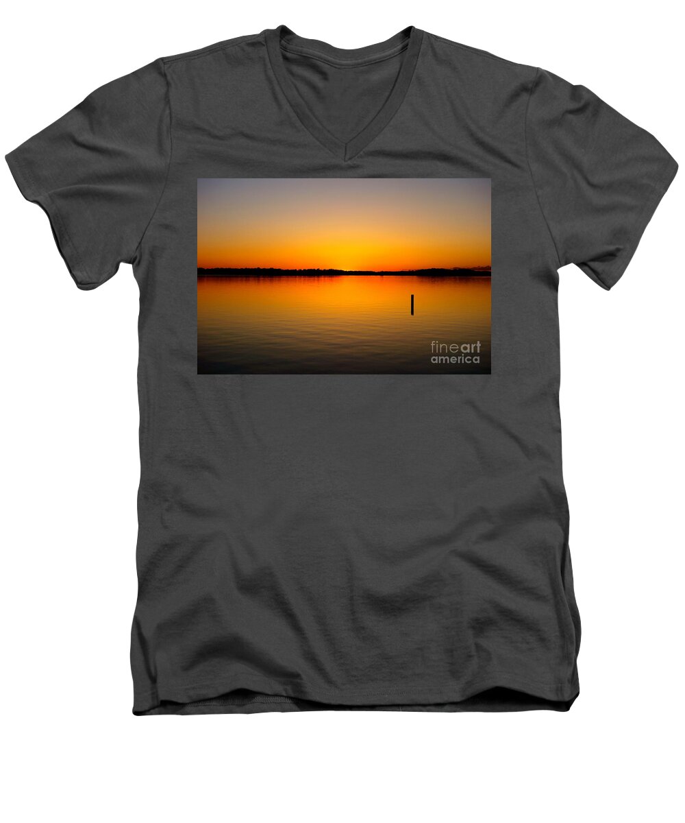 Lake Men's V-Neck T-Shirt featuring the photograph Lake Independence Sunset by Jacqueline Athmann