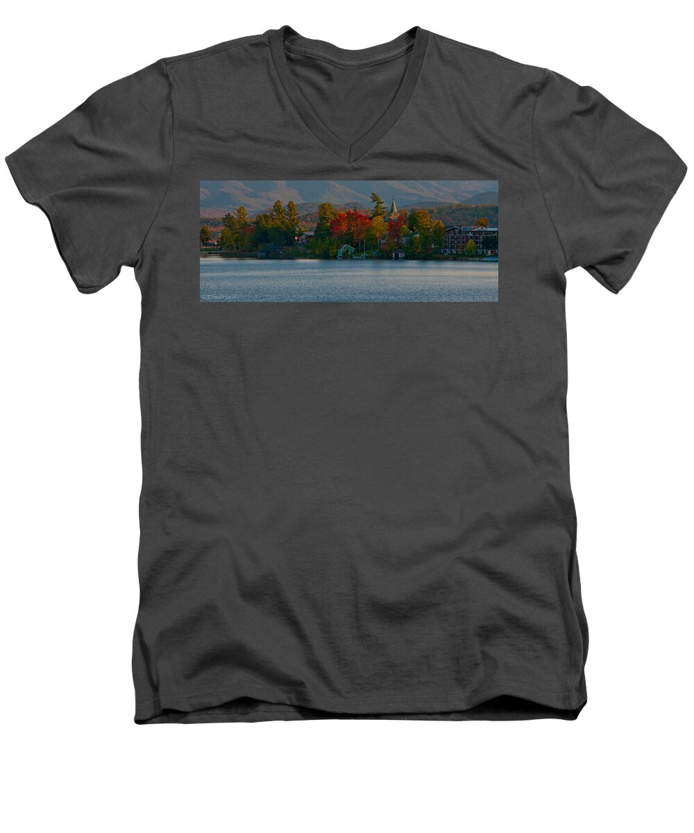 New York Men's V-Neck T-Shirt featuring the photograph Lake Placid New York by Brenda Jacobs