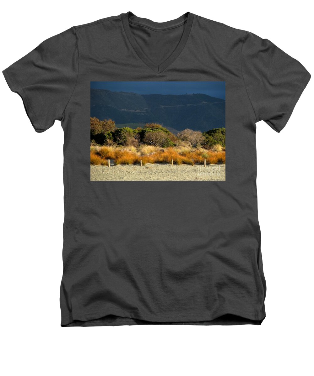 Beach Men's V-Neck T-Shirt featuring the photograph Late Afternoon Colours by Jola Martysz